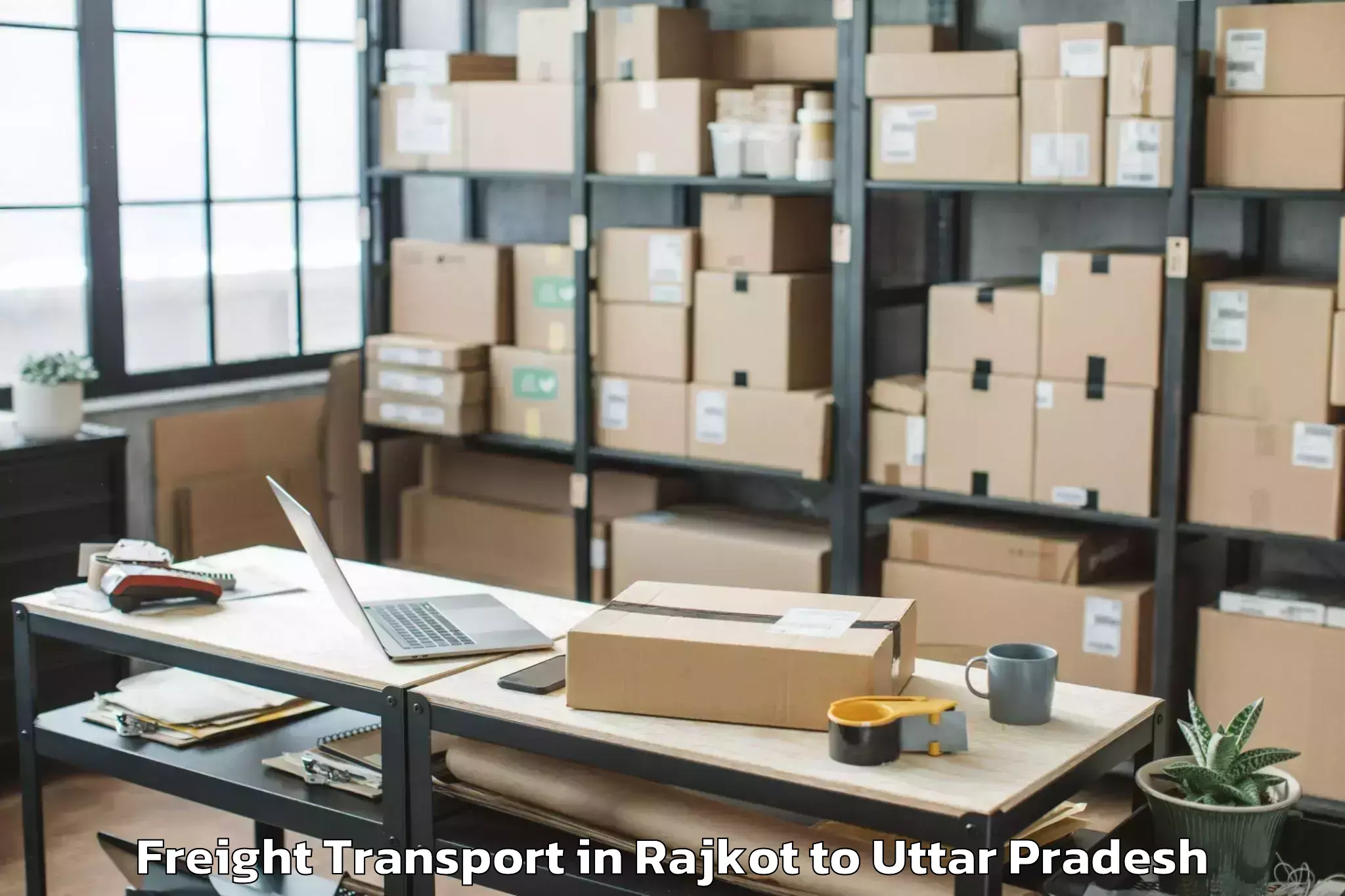 Trusted Rajkot to Bundelkhand University Jhansi Freight Transport